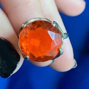 Vintage 90s Adjustable Orange Cocktail Costume Ring